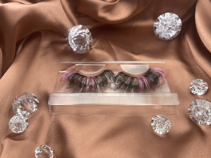 These wispy and voluminous Teirrah Seinek 23mm Precious lashes are necessary if you want to add some color to your lashes. With added hints of glitter these high quality mink lashes will have everyone wanting to know where you got them from.  Lash Length: 23mm Full Strip Lashes